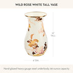 MACKENZIE-CHILDS Enamel Tall Vase, Wild Rose White - Image 4