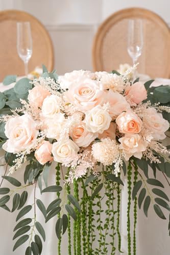 7.5FT Babypink Wedding Arch Flowers Garland, Rose &Eucalyptus, Artificial Spring Floral for Backdrop Mantle Decoration,Ceremony Party Sweetheart Head Table Reception Decor - Image 5