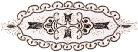 Beaded Table Runner 13x36 Inches - Thanksgiving Easter Runner for Table for Farmhouse Dining, Boho Rustic Vintage Holiday Party Room Decor - White/Blue - Image 2