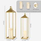 22'' 19'' Large Lanterns Decorative Outdoor Indoor, Set of 2 Gold Lantern - Image 2