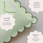 BEBE BASK Scalloped Pillow Cover Set of 2, 18x18, Cotton - Moss Green - Image 4