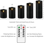 Nimiko Flameless Candles with Remote, Battery Operated Flickering Flameless Candles, LED Candles with Timer 2/4/6/8H, with Realistic LED Candles Set of 9 (D3 x H 3" 4" 5" 6" 7") (Black) - Image 5