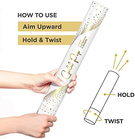 JAPJA Streamer Confetti Cannons, Metallic Gold, 16in, 6-Pack - Image 3