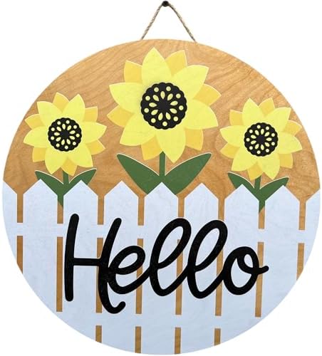 Classroom welcome sign Teacher door sign Gift for Teacher (UV62-Sunflower Hello, 22" Width) by Unknown