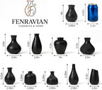 Black Ceramic Bud Vase Set of 10, Small Vases for Pampas Grass, Flowers, Mini Vases for Modern Home Decor, Minimalist Decor, for Living Room, Dining Table & Shelves - Image 3