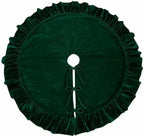 Velvet Christmas Tree Skirt, 60 Inches DarkGreen Ruffled Velvet Christmas Tree Skirt,Rustic Vintage Xmas Tree Skirt for Party Decorations - Image 2