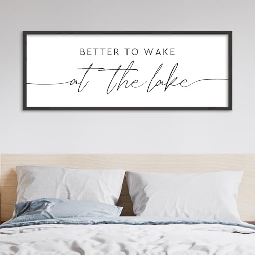 Better To Wake At The Lake Sign Above Bed Wall Decor, 40"×15", Black - Image 4
