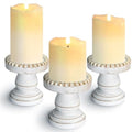 Small Candle Holder for Pillar Candle Set of 3, Farmhouse Wood Candle Holder, Rustic Wooden Candle Stand, Vintage Candle Stand Decorative for Living Room, Table Centerpiece, Retro White by CEDARLUX