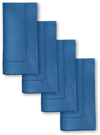 Solino Home 100% Pure Linen Napkins Indigo Blue Woven, 20 x 20 in, Set of 4 by SolinoHome