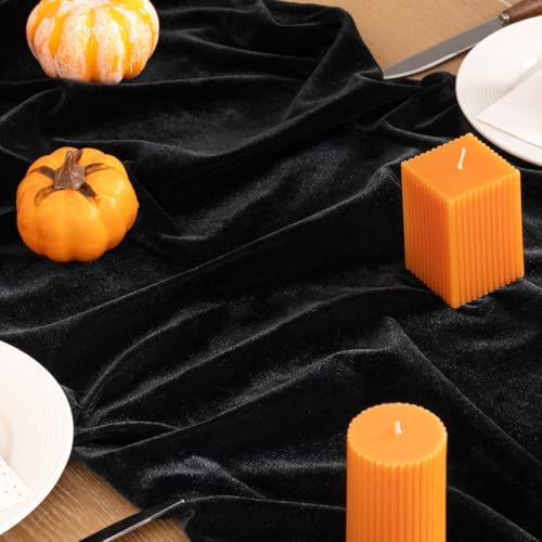 DeZerlor 3pcs Black Fall Winter Velvet Table Runner 20 x 120 Inch - Image 3