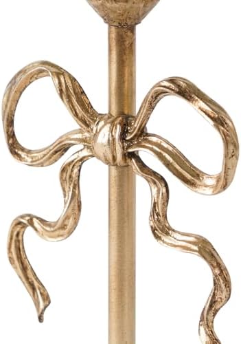 NIKKY HOME Gold Bow Iron Taper Candle Holders Set of 2, Vintage Candlestick - Image 5