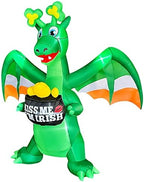 SEASONBLOW 7 Ft Inflatable St. Patrick's Day Dragon Holding a Pot of Gold Decoration with Shamrock Horn Irish Wings Blow Up Yard Decor for Lawn Yard Garden Indoor Outdoor Holiday Party - Image 3