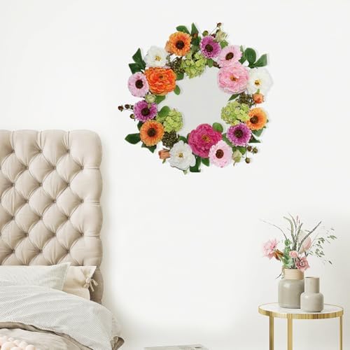 18 Inch Summer Wreaths for Front Door, Colorful Spring Summer Floral Wreath with Peony, Hydrangea and Greenery, Premium Artificial Wreath for Porch Wall Entryway Farmhouse Home Decor - Image 6