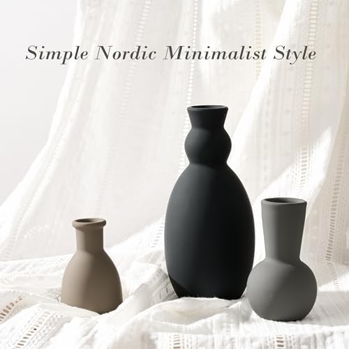 Ceramic Vase Set of 3, Nordic Minimalist Multicolor Vases Home Decor, Rustic Farmhouse Decor Pottery Vases for Bouquet Pampas Grass Dried Fresh Flowers, Living Room, Kitchen, Entryway Mantel, Bedroom - Image 7