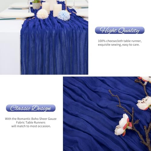 20 Pack Royal Blue Cheesecloth Table Runner 120 Inch 10FT Rustic Boho Gauze Cheese Cloth Table Runner for Wedding Party Baby Shower Thanksgiving Christmas Decoration - Image 6