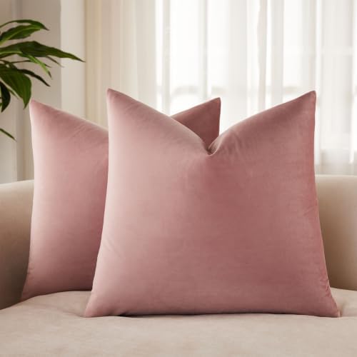 JUSPURBET 28x28 Euro Velvet Throw Pillow Covers Set of 2,Pink Purple by JUSPURBETHOME