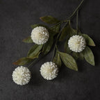 6Pcs 27"Artificial Pompon Mum Stems Silk Flowers for Vase Decor(Cream) - Image 2