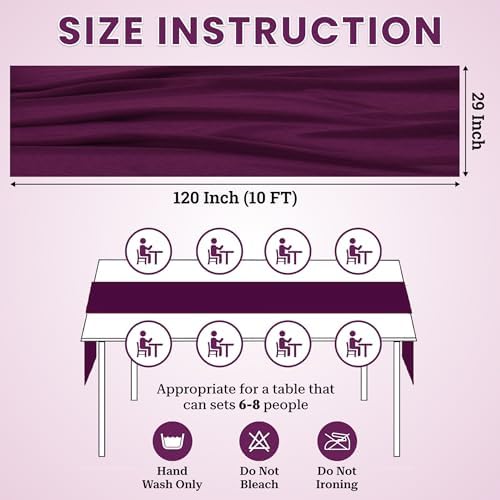 MDS Pack of 20 | Eggplant | 10ft Chiffon Table Runner 29x120 Inches Long Romantic Rustic Sheer Gauze Runner for Wedding Bridal Shower Birthday Banquets Engagement Spring Easter Boho Decorations - Image 3