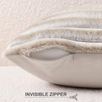Pallene Faux Fur Decorative Throw Pillow Covers 18x18 Set of 2, Ombre Beige - Image 3