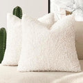 Foindtower Decorative Fuzzy Faux Fur Throw Pillow Covers 24x24 Inch White by Foindtower