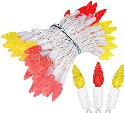 Novelty Lights 24FT 70 LED C6 Mardi Gras String Lights, Red & Yellow - Image 6