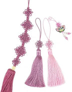 5-Tier Chrysanthemum Knot Norigae - Traditional Korean Long Maedeup Pendant Ornament - Four Colors Hanbok Tassel Bag Charm (Pink) - Image 3