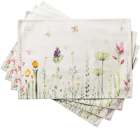 Maison d' Hermine Placemats Set of 4 Reusable 100% Cotton (13"x19") by MaisondHermine