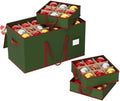 Large Christmas Ornament Storage Box, Dual Zippers, Stackable Christmas Storage Container with Lid, 6 Trays, 600D Oxford, Fits 54-4”, Green by Unknown