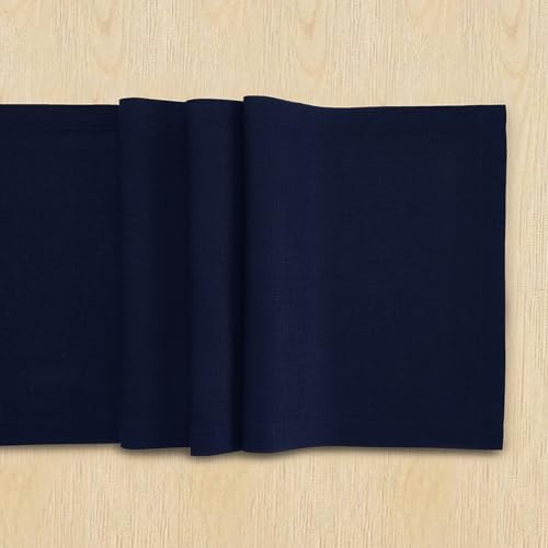 Solino Home 100% Pure Linen Dining Table Runner Navy Woven, Fete 14 x 60 in - Image 5