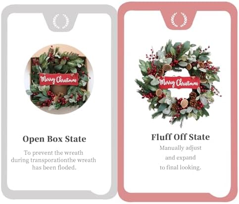 idyllic 24" Artificial Christmas Decoration Wreaths for Front Door with Lamb's Leaves Berries Pine Cones Winter Spring Wreath for Indoor Outdoor Home Wall Window Porch Decor - Image 4