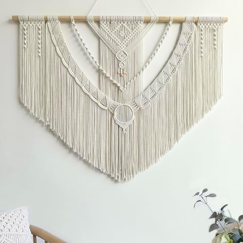 Achart Macrame Wall Hanging Large- Boho Wall Decor- large wall art- Wall Decor Living Room- Macrame Tapestry Boho Decor for Bedroom (Beige-O) by Achart