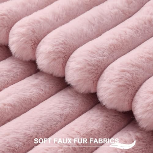 Pallene Faux Fur Decorative Throw Pillow Covers 26x26 Set of 2, Blush Pink - Image 2