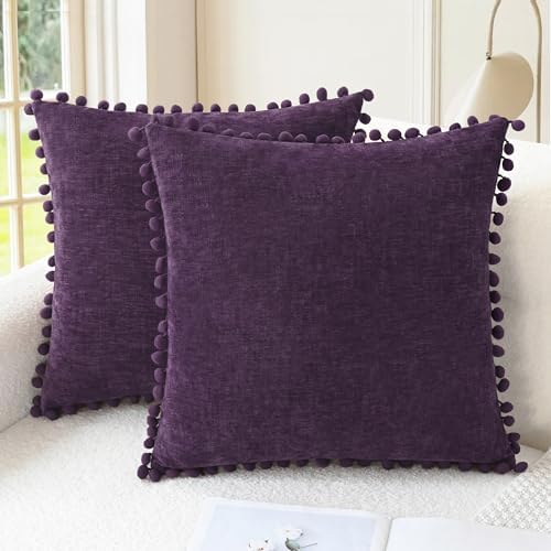 CaliTime Decorative Couch Throw Pillow Covers 22 X 22 Inches Plum Purple by CaliTime