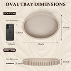 Oval Tray for Coffee Table Decor, 13" Resin Coffee Table Tray, Beige Resin - Image 3