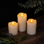 Homemory Dripping Wax Flameless LED Pillar Candles, Battery Operated with Remote Control and Timer, Set of 3, 5" H x 4" W x 6" D - Image 4
