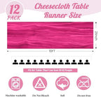 12Pack Hot Pink Cheesecloth Table Runners 10FT Gauze Table Runner - Image 3