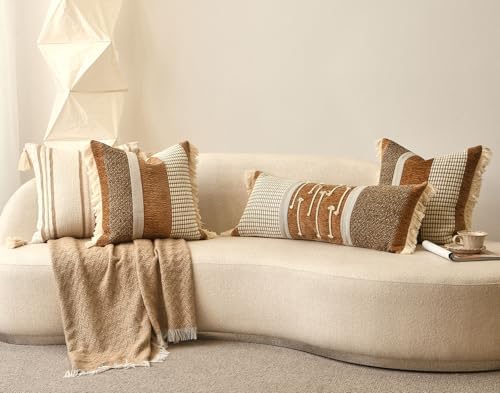 Burnt Orange Boho Lumbar Pillow Cover 14x36 Inches - Image 4