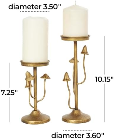 Deco 79 Metal Abstract Mushroom Inspired Candle Holder 10", 7" H, Gold - Image 6