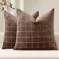 MIULEE Reddish Brown Plaid Fall Decor Throw Pillow Covers 20x20 Set of 2 by MIULEE