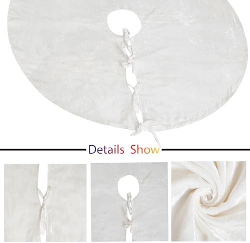Sophia-Art Christmas Tree Skirt, Luxury Velvet Plush Skirt, Xmas Decoration Holiday Party Décor, Soft Velvet Home Décor Merry Christmas Party Christmas Tree Decorations (Ivory,48 Inch) - Image 4