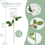 Cliselda 72pcs White Roses Artificial Silk Fake Flower Bulk for Home Decor - Image 2