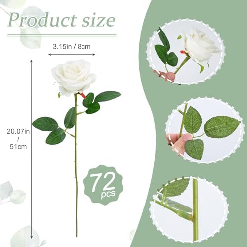 Cliselda 72pcs White Roses Artificial Silk Fake Flower Bulk for Home Decor - Image 2