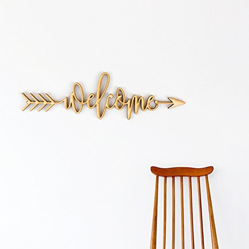 Welcome Arrow Wood Sign Home Decor Wall Art Unfinished 24" x 7" - Image 2
