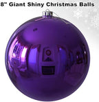 Purple 8.0" Extra Large Christmas Ornaments - Christmas Tree Decoration Balls Shatterproof Hanging Shiny Balls for Birthday Holiday Wedding Decorations Set of 2pcs - Image 2