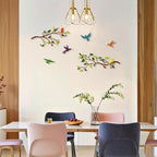 Harikikochuu 4PCS Metal Birds Wall Art, Birds on the Branch Silhouette Art, Metal Leaves with Hummingbirds Outdoor Wall Art for Home Office Balcony Garden Decor (Colorful, Hummingbirds) - Image 3