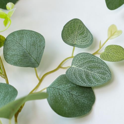 mizii 5 Packs 340" Artificial Vines Eucalyptus Garland Fake Vine with Silk Leaves Green Garland Faux Hanging Plants Greenery Decoration for Room Table Centerpieces Wedding Decor (Eucalyptus) - Image 7
