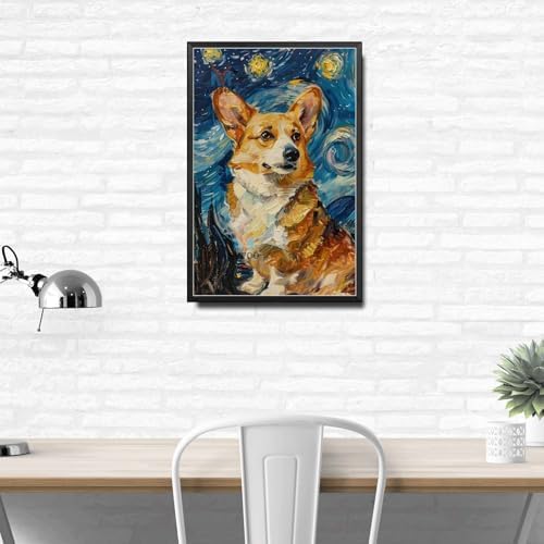 Metal Sign Tin Sign Vintage Wall Art Corgi Starry Night Corgi Playful Corgi in Night for Home Cottage and Seasonal Celebrations Waterproof Aluminum 6×8 Inches with Metal Frame - Image 3