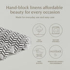 over&back 18x108 Hand-Blocked Printed Cotton Table Runner - Washable Table Runners for a Custom Home Decor Tablescape - Perfect for Coffee Table, Dinner Table, Living Room, and More - Grey Herringbone - Image 2