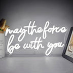 May The Force Be With You Neon Signs for Wall Decor Force Light Up Sign Game Neon Light Sign USB Power Wars Led Signs for Bedroom Wall Game Living Room Best Gifts for Kids Men Fans by FuugZze