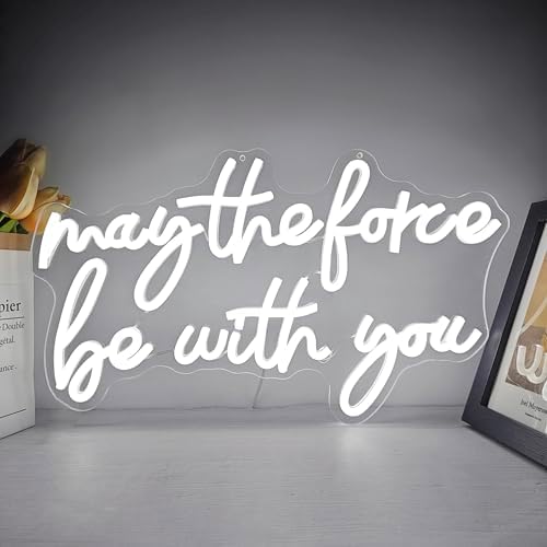 May The Force Be With You Neon Signs for Wall Decor Force Light Up Sign Game Neon Light Sign USB Power Wars Led Signs for Bedroom Wall Game Living Room Best Gifts for Kids Men Fans by FuugZze
